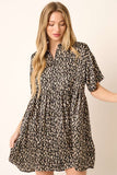 ABSTRACT PRINT BABYDOLL SHIRT DRESS