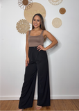 Pintuck Wide Leg Pants