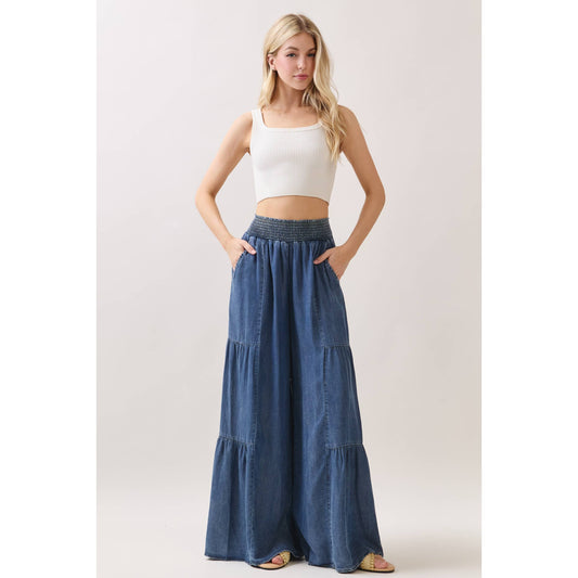 Denim Tencel Wide Leg Pant