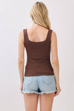 Double Layer Solid Square Neck Tank Top