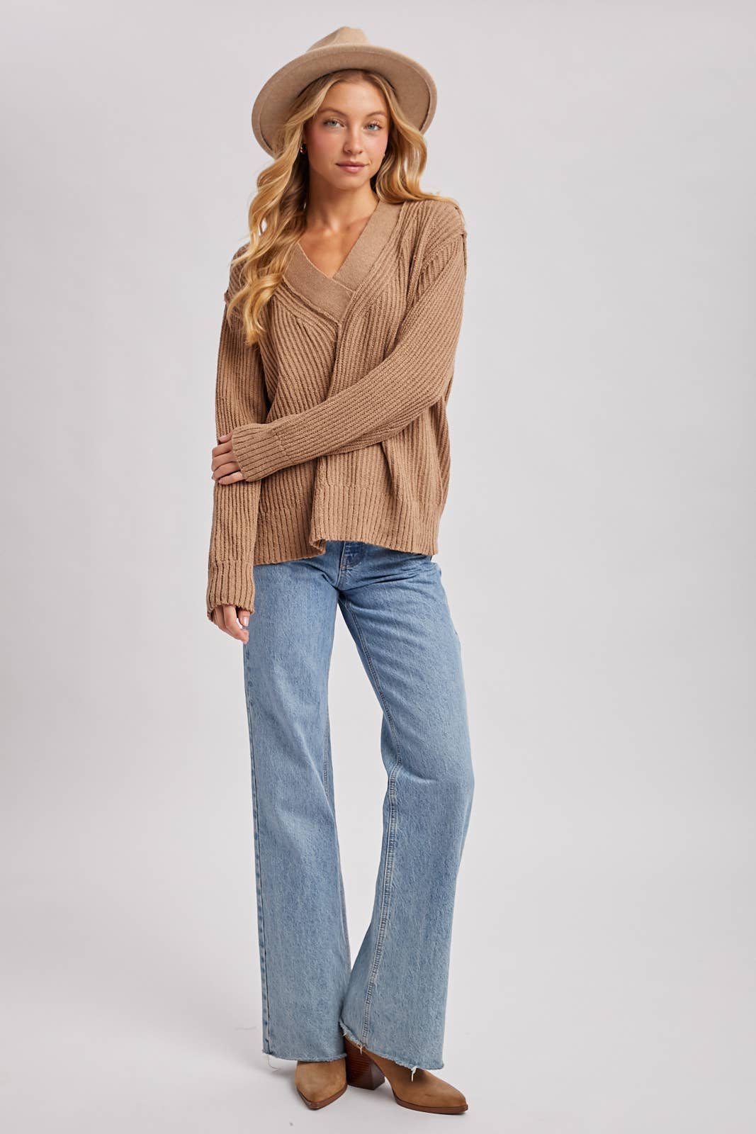V-neck Knit Sweater Pullover