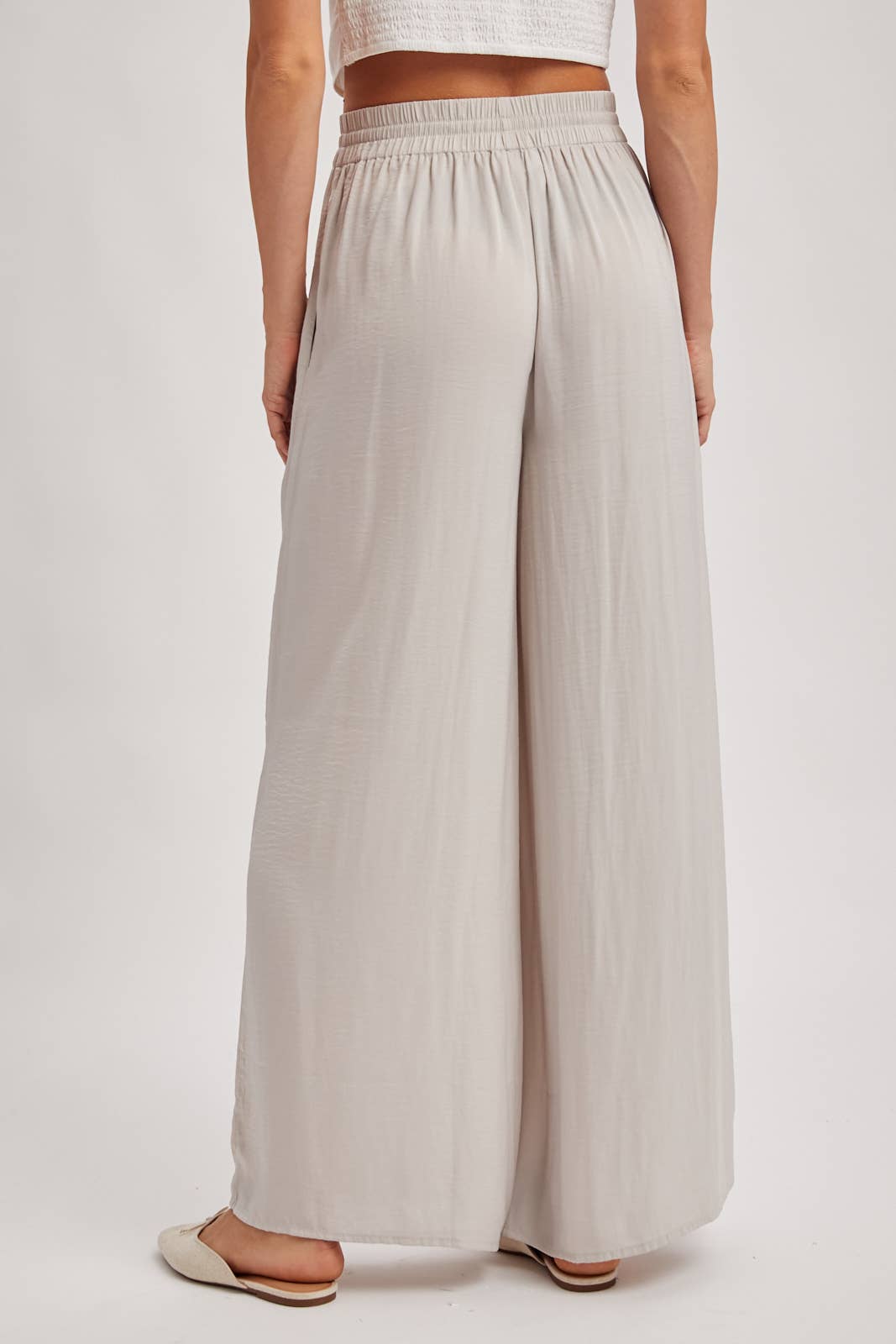 SILKY PALAZZO WIDE LEG PANTS