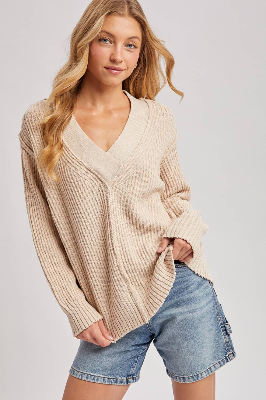 V-neck Knit Sweater Pullover