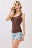 Double Layer Solid Square Neck Tank Top