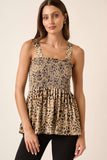 ANIMAL PRINT SMOCKING DETAIL TANK