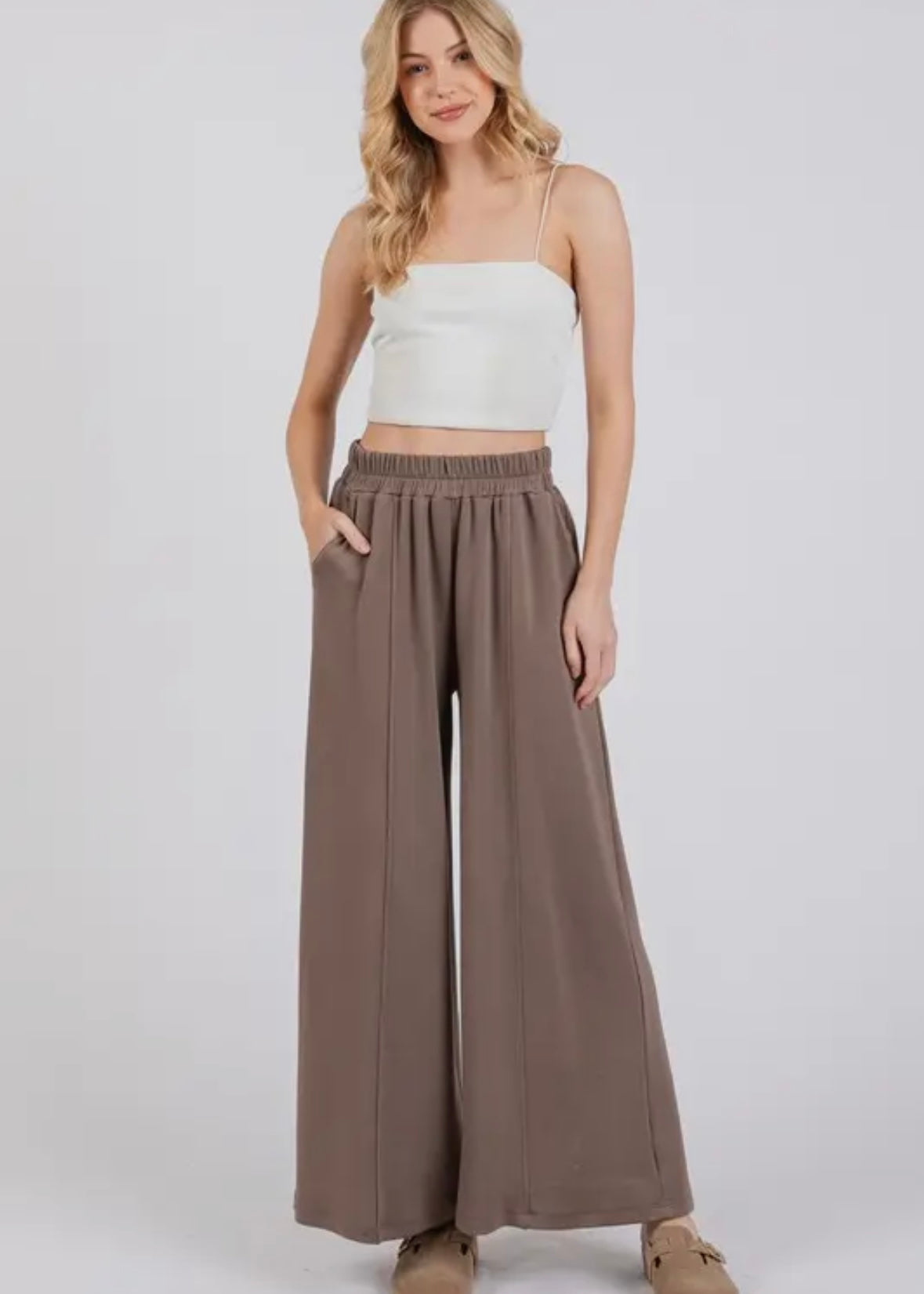 Modal Elastic Waist Wide Leg Pants