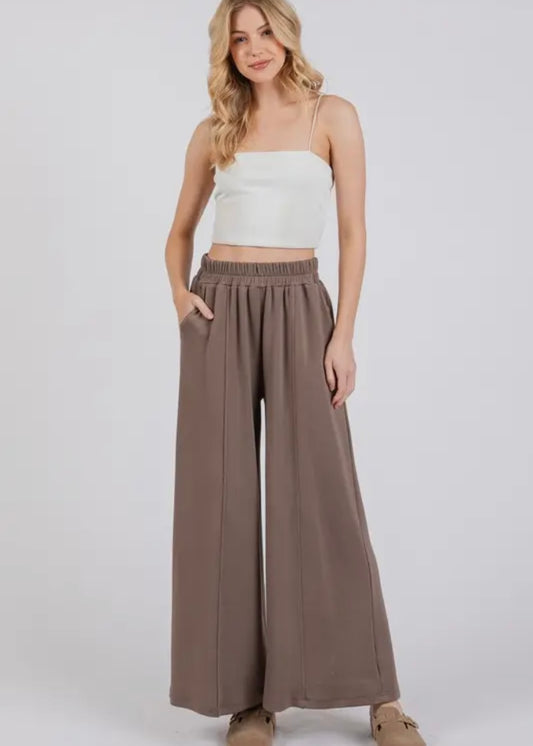 Modal Elastic Waist Wide Leg Pants