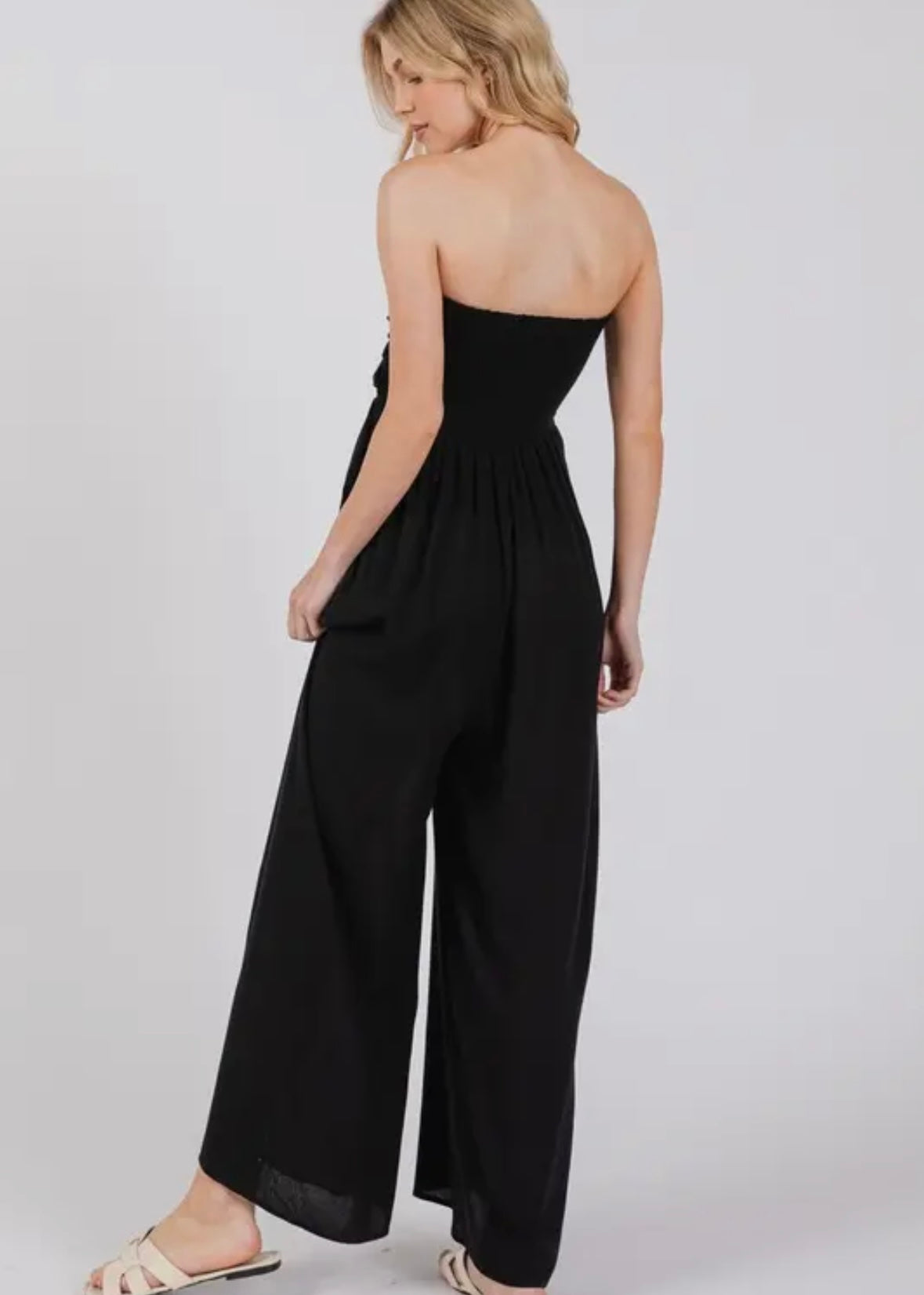 Front Tie Wide Leg Jumpsuit
