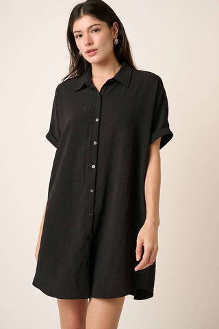 AIRFLOW DOLMAN SHORT SLEEVE MINI SHIRT DRESS