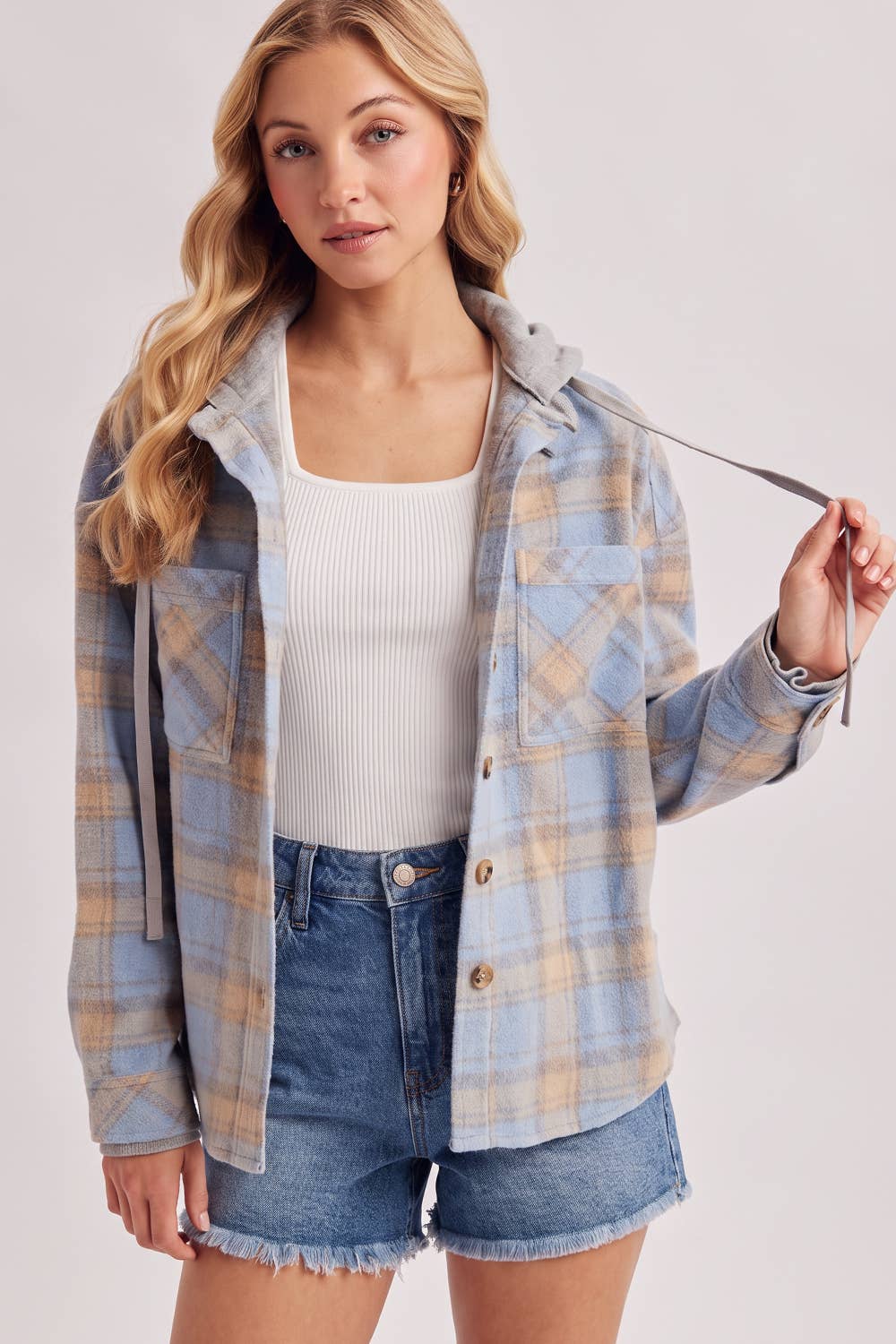 Hooded Plaid Shacket