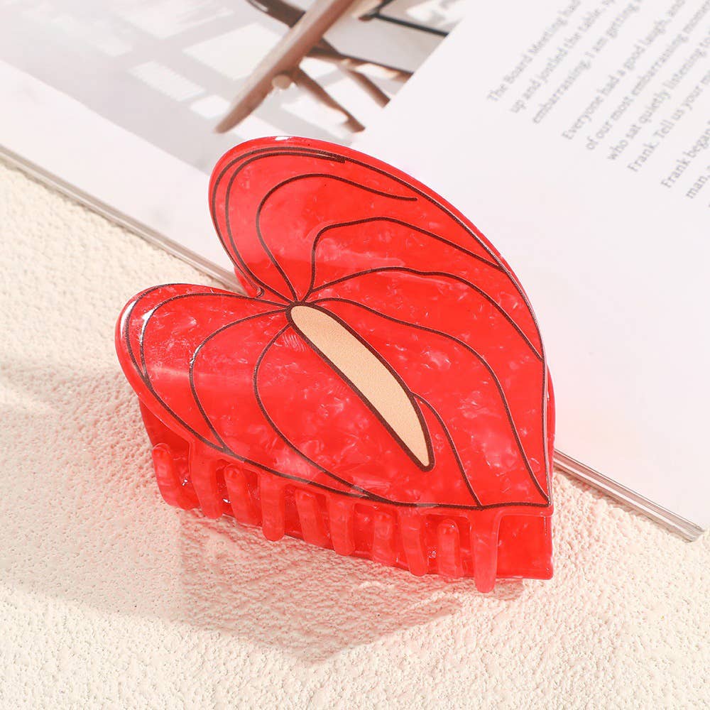 Vibrant Anthurium Flower Hair Clip