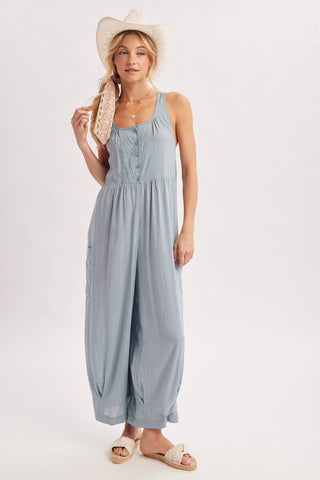BOHO CROSS-BACK RELAXED SLEEVELESS JUMPSUIT