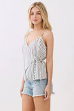 Stripe Surplice Tie Top