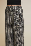 WAIST TIE WIDE LEG STRIPE PANTS