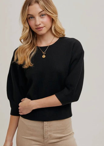 Puffed 3/4 Sleeve Sweater