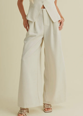 Pintuck Wide Leg Pants