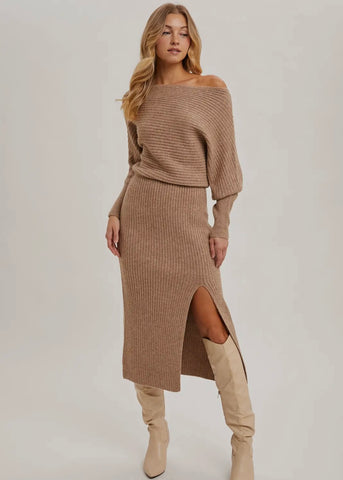 One Shoulder Sweater Midi Dress