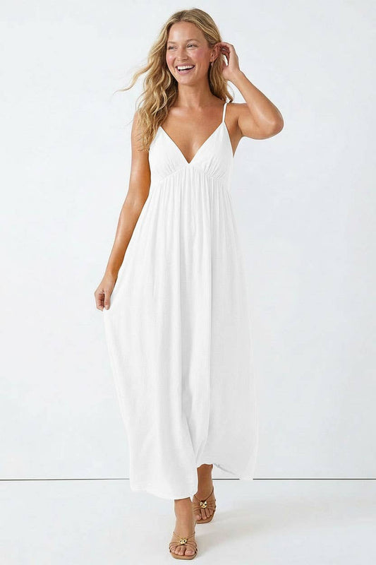 Open Back Neck Maxi Dress