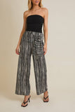 WAIST TIE WIDE LEG STRIPE PANTS