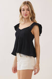 Gauze Baby Doll Ruffle Top