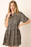 ABSTRACT PRINT BABYDOLL SHIRT DRESS