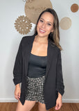 Ruched 3/4 Sleeve Blazer