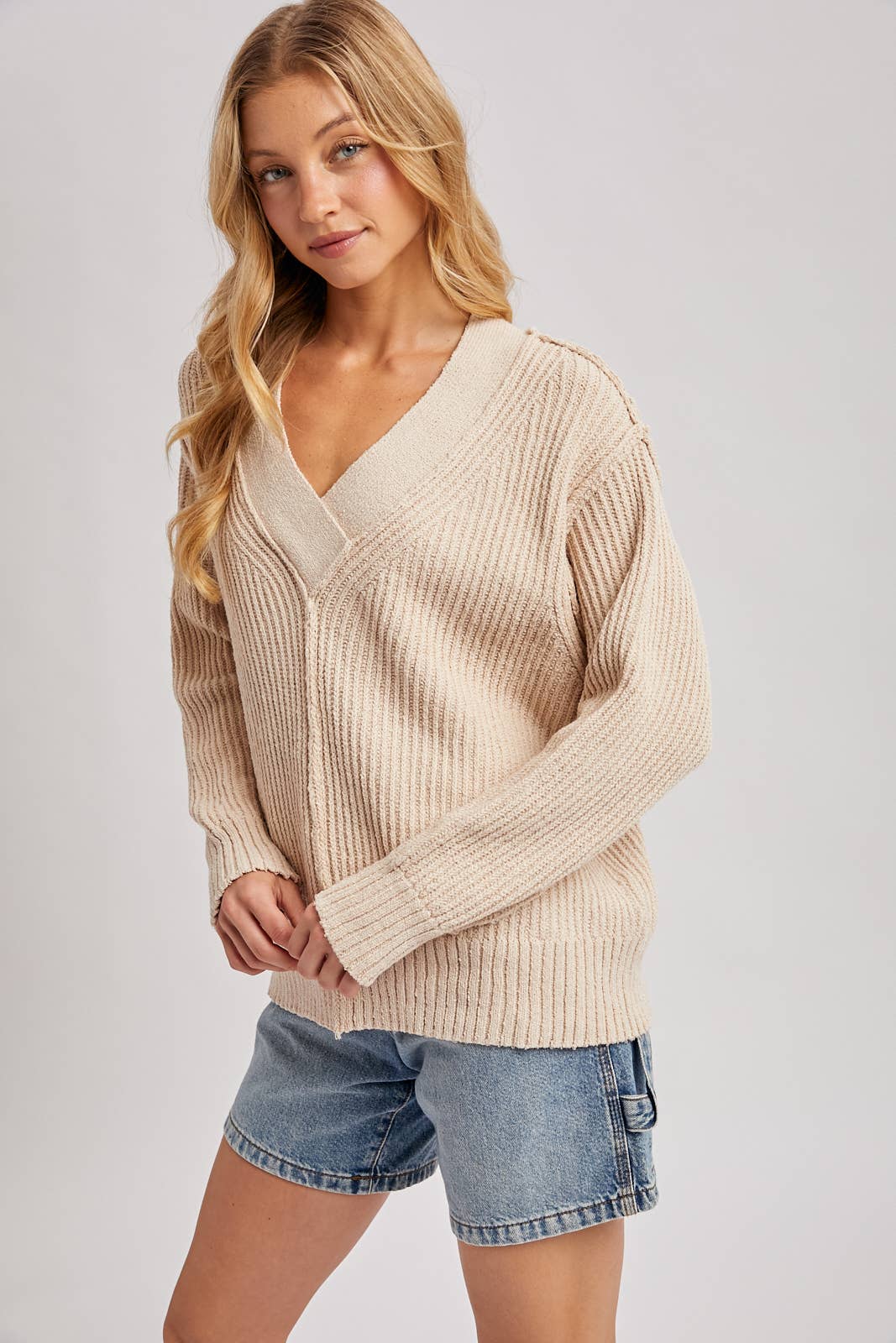 V-neck Knit Sweater Pullover