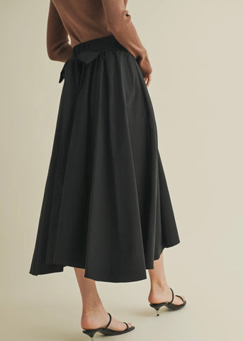 Tie Back Waist Flare Skirt