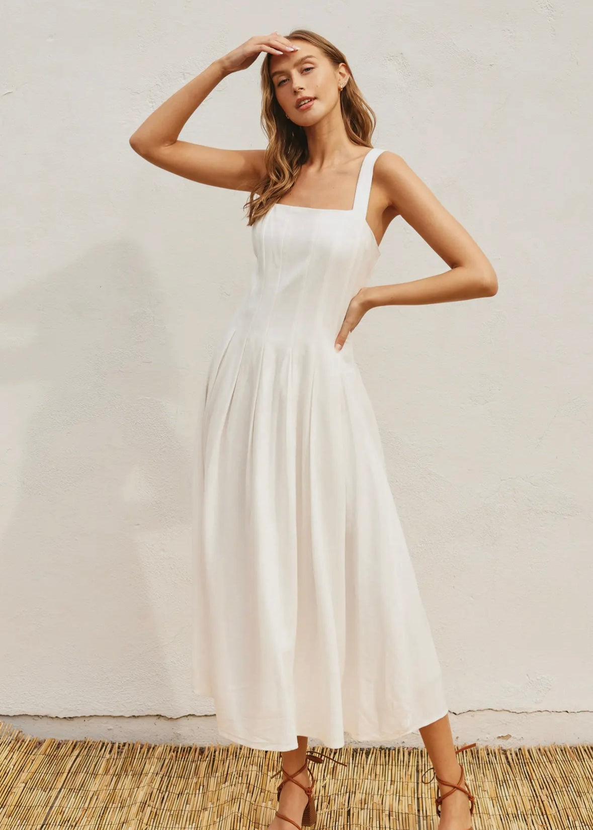 Linen Blend Flare Maxi Dress