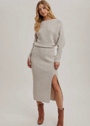 One Shoulder Sweater Midi Dress