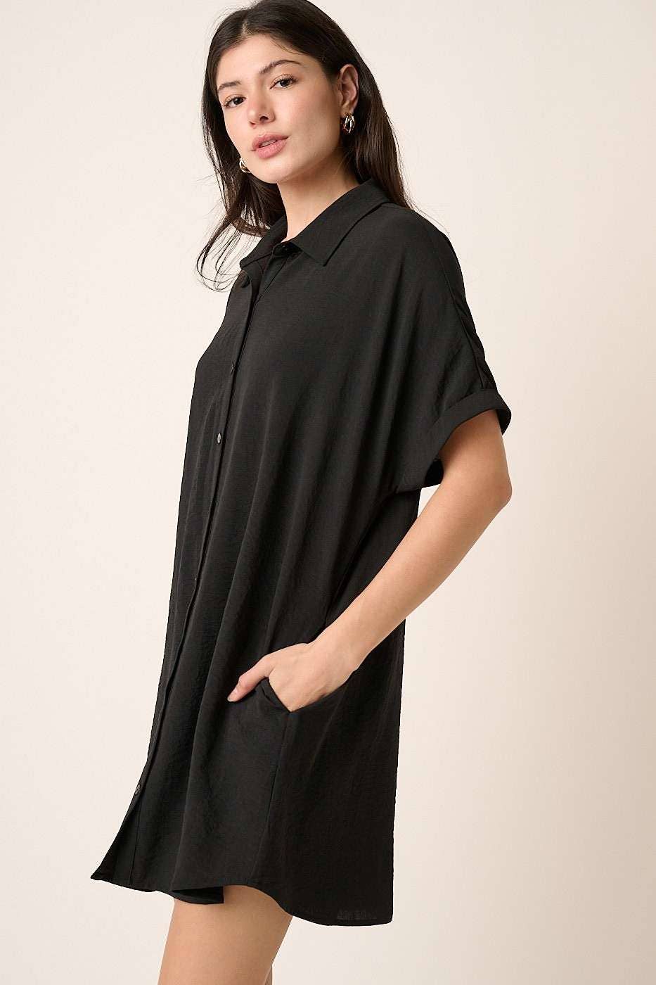 AIRFLOW DOLMAN SHORT SLEEVE MINI SHIRT DRESS
