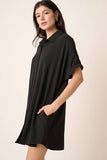 AIRFLOW DOLMAN SHORT SLEEVE MINI SHIRT DRESS
