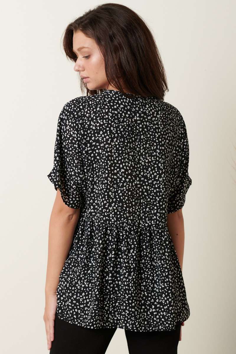 ANIMAL PRINT V-NECK DOLMAN SLV BABYDOLL
