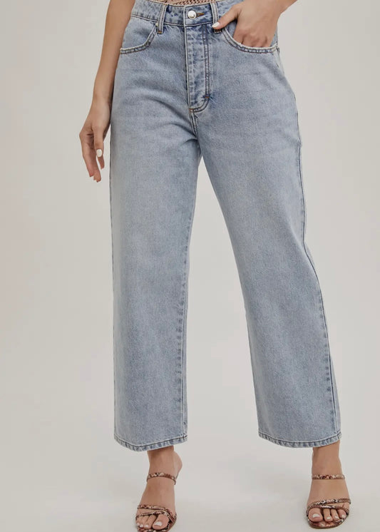 Denim Low Rise Wide Cropped Pants