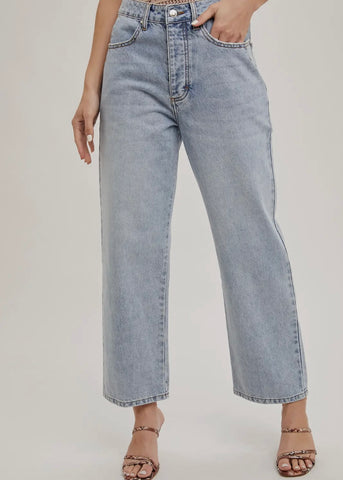 Denim Low Rise Wide Cropped Pants
