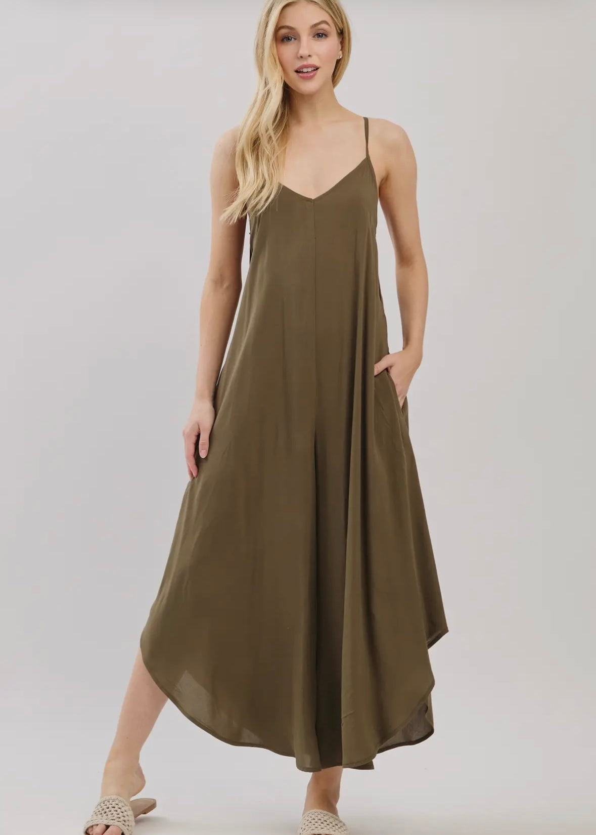 Solid Rayon Cami Jumpsuit