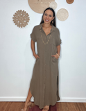 Button Up Maxi Shirt Dress