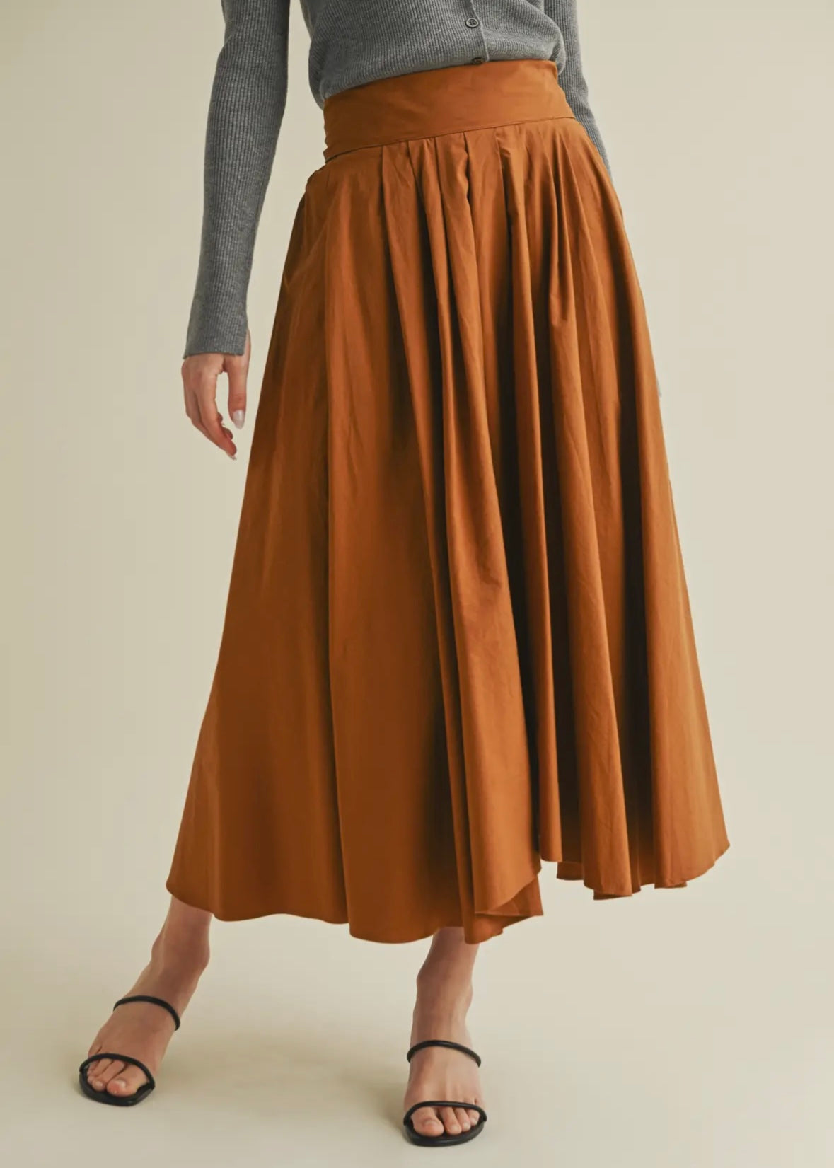 Tie Back Waist Flare Skirt