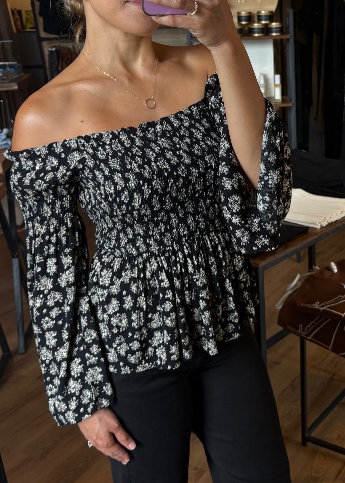Floral Print Off the Shoulder