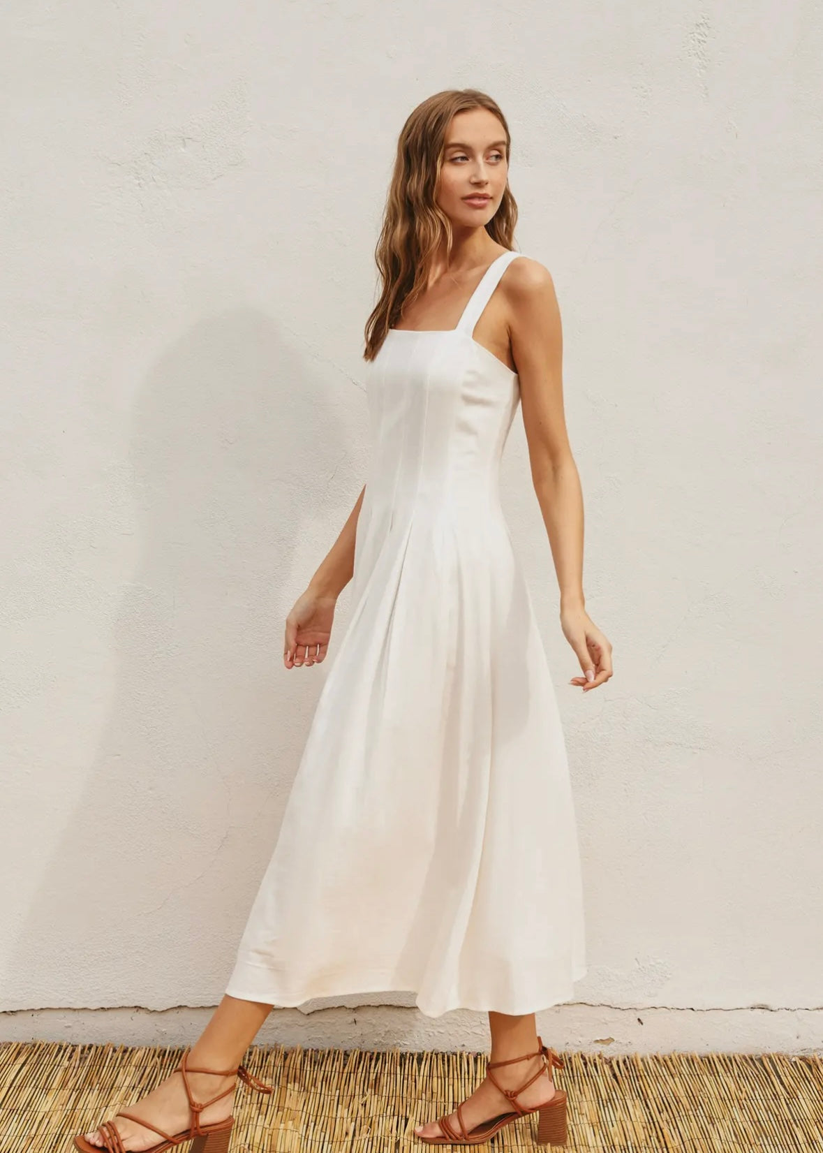 Linen Blend Flare Maxi Dress