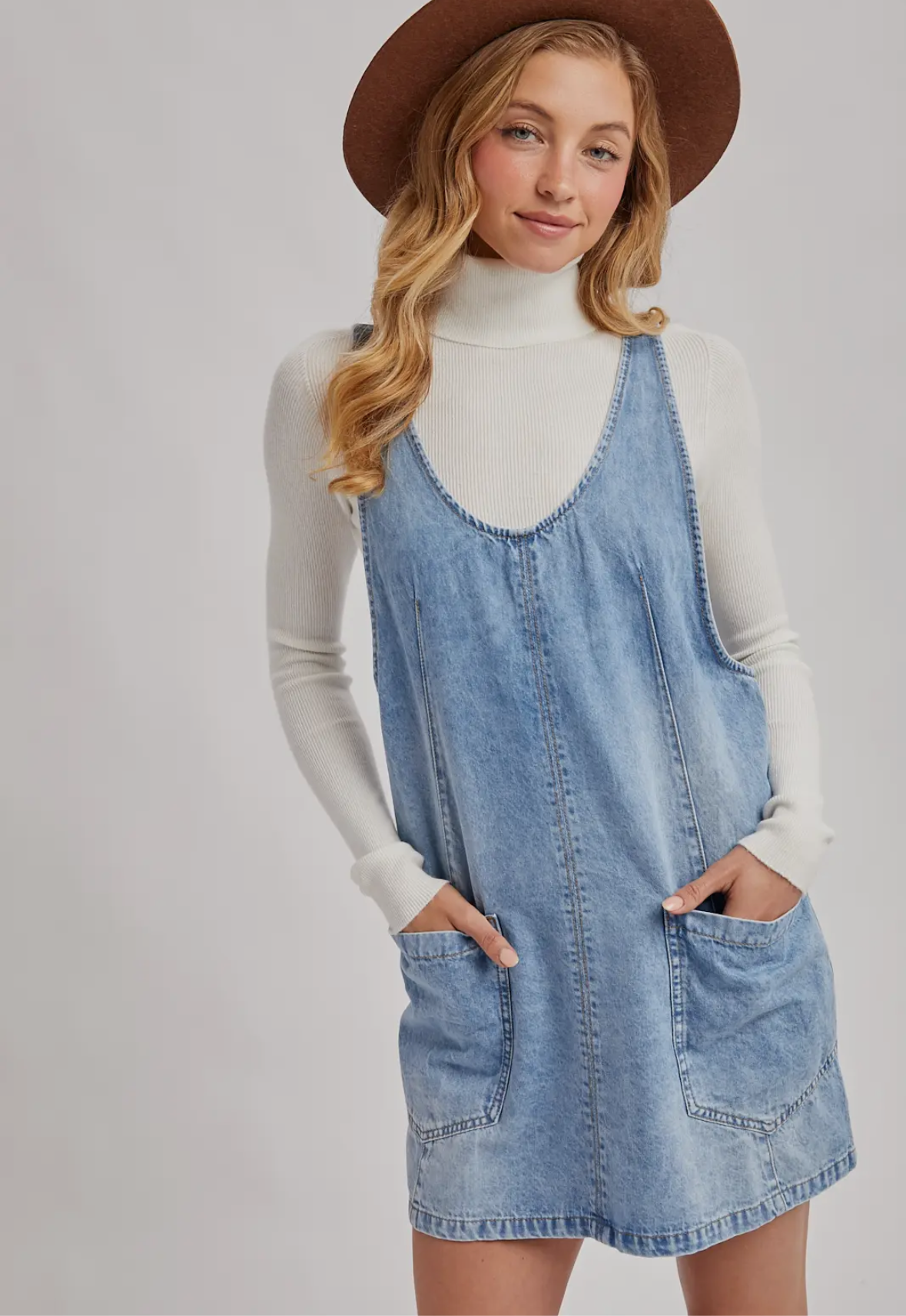 Denim Overall Pocket Dress