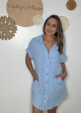 Lined Button Up Shirt Dress