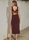Ribbed Midi Back Cut Out Dress
