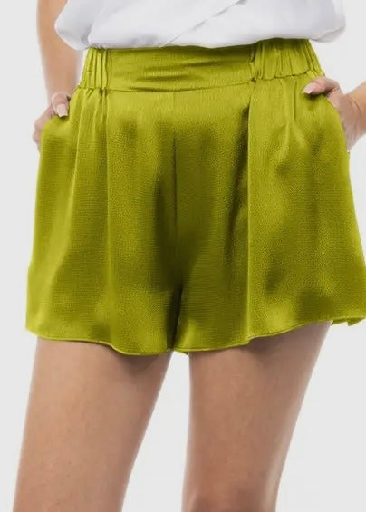Elastic Satin Waist Shorts