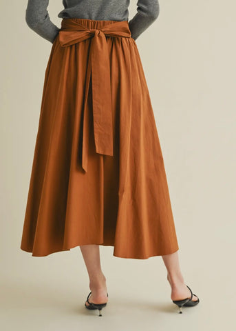 Tie Back Waist Flare Skirt