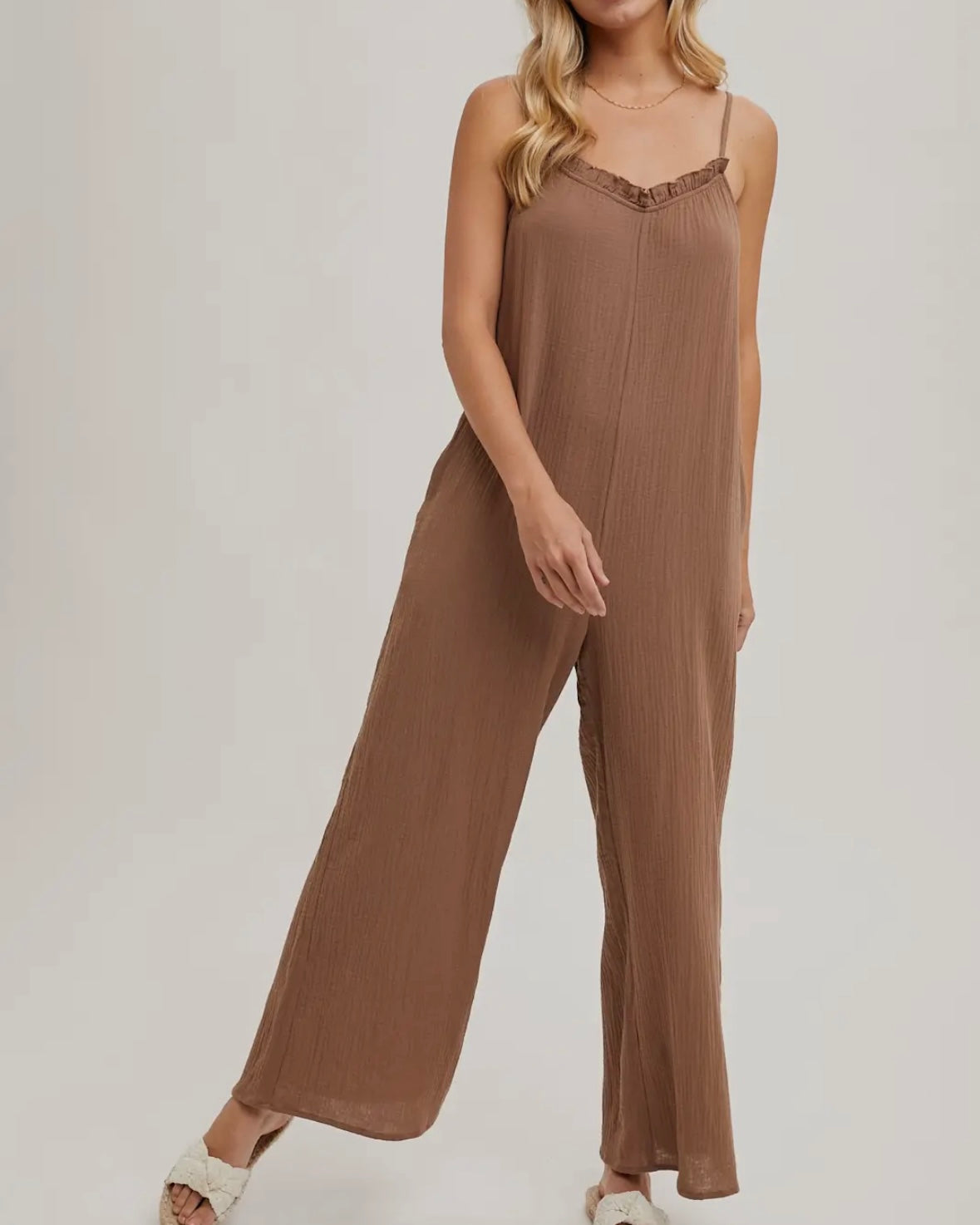 Ruffled Neckline Jumpsuit
