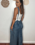Denim Tencel Suspender Jumpsuit