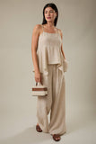 SLEEVELESS BACK SMOCKING HANKY HEM TOP