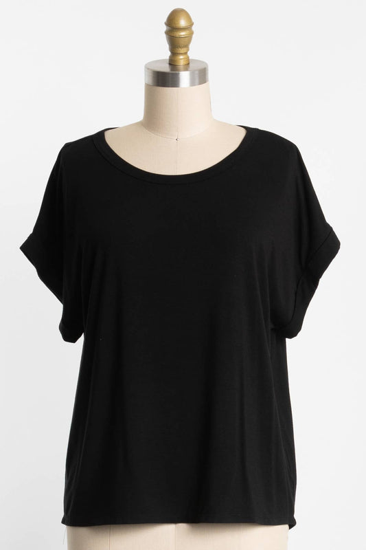Solid Crew Neck Short Sleeve Top