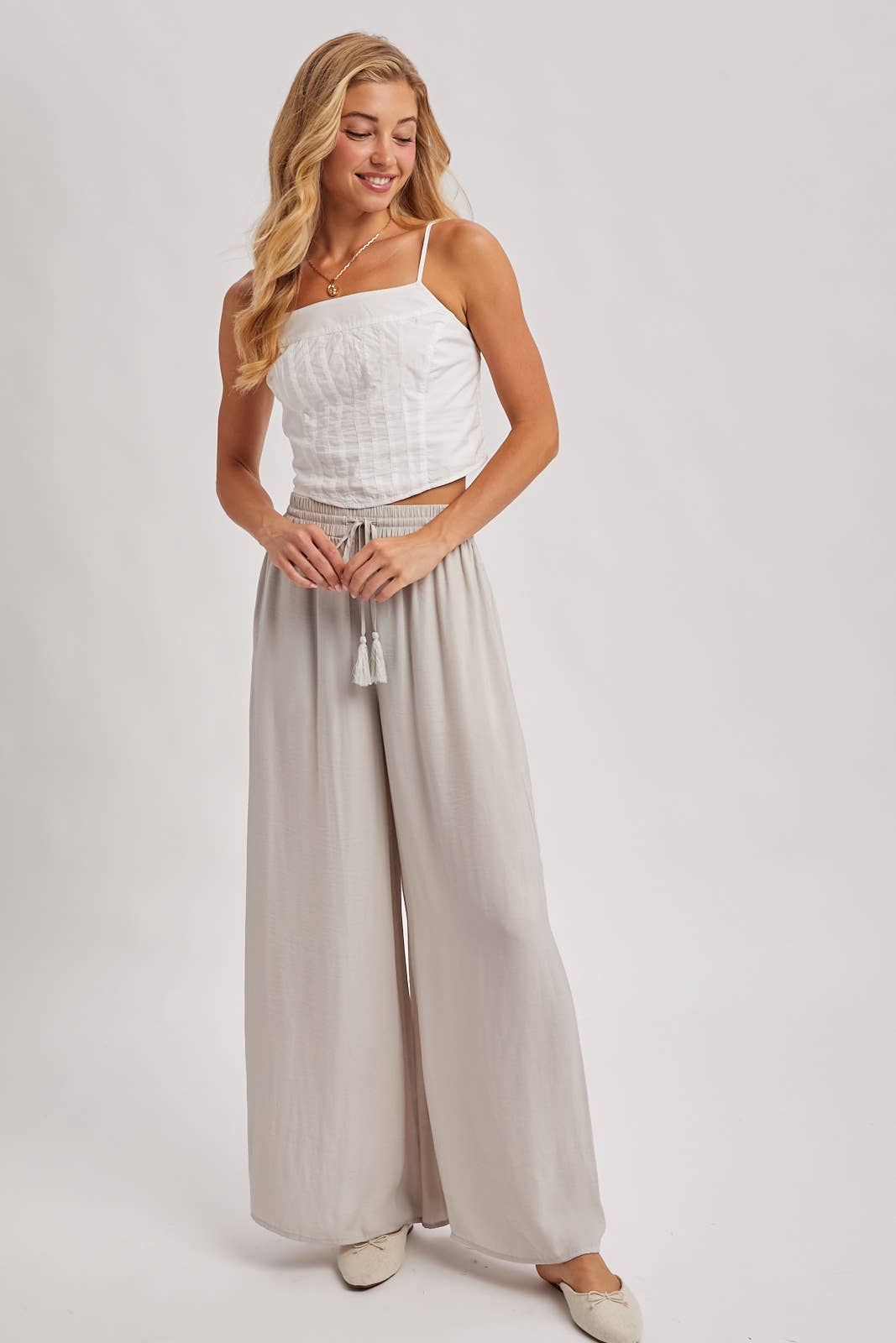 SILKY PALAZZO WIDE LEG PANTS